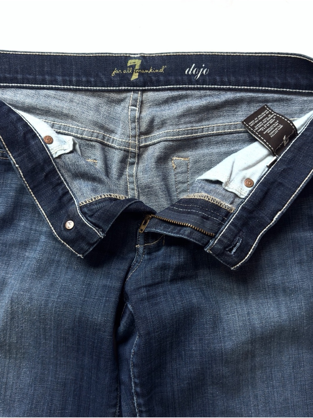 7 For All Mankind Dojo Jeans Womens 30 Flare Wide Leg Boho Dark Wash Denim - Picture 8 of 13
